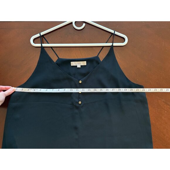 LOFT Black Chiffon Button Front Minimalist Camisole Tank Top Size XL - Picture 8 of 12
